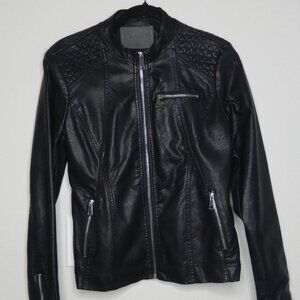 Cavalini Women's Faux Leather Biker Jacket (Medium, Black)